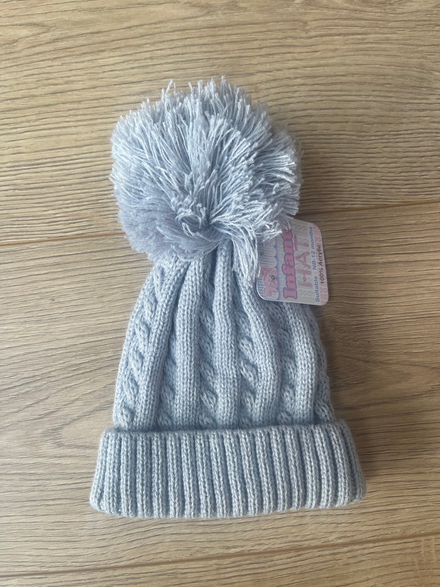 Grey Knitted Hat - 0-12M