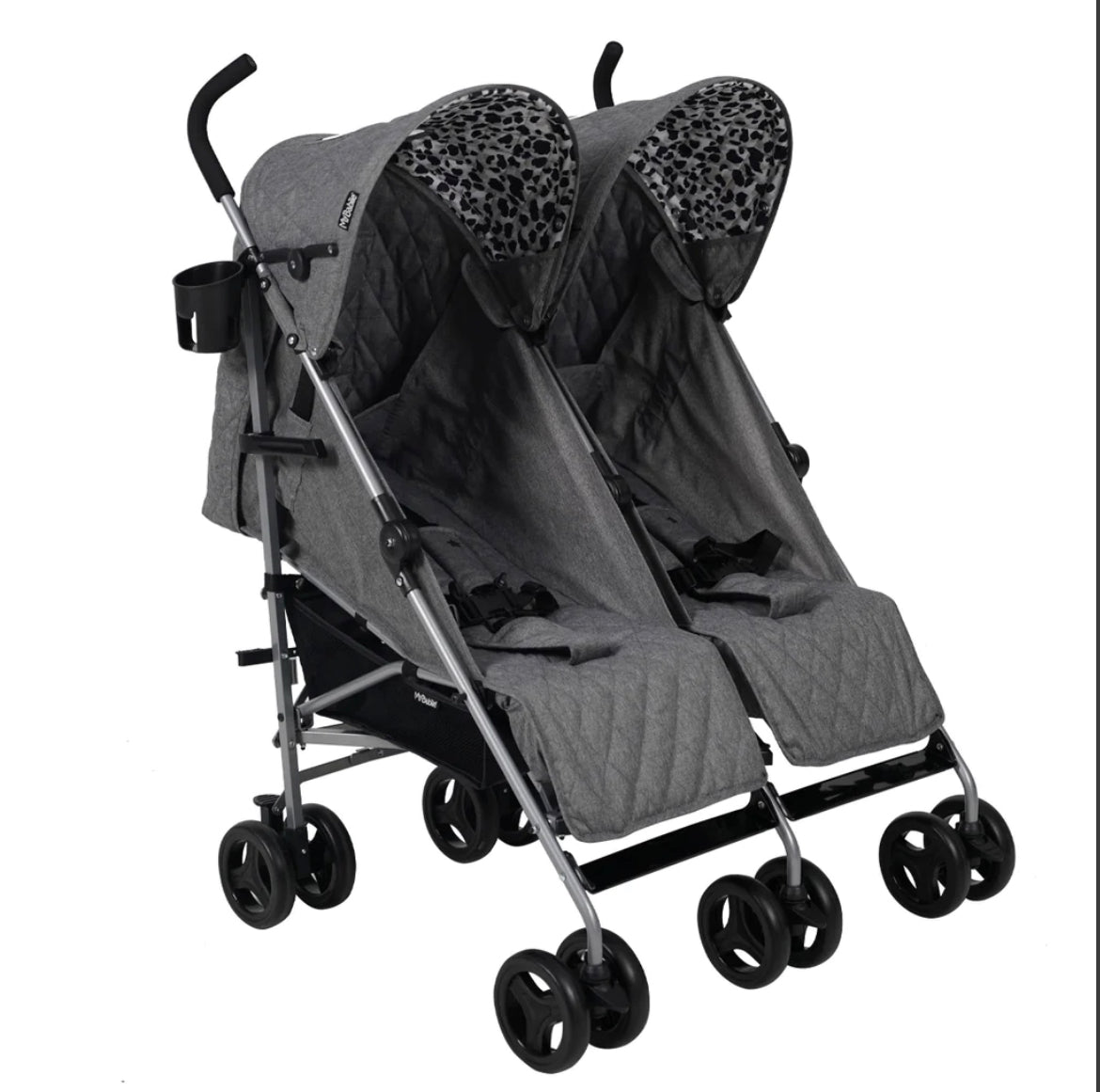 MB11 Grey Melange Leopard Double Stroller