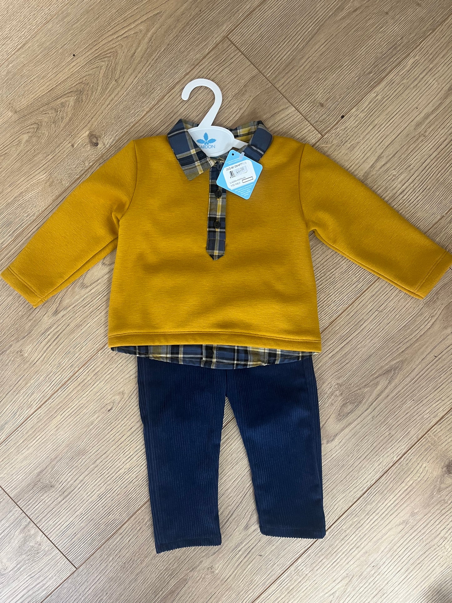 Mustard yellow top and corduroy pants set
