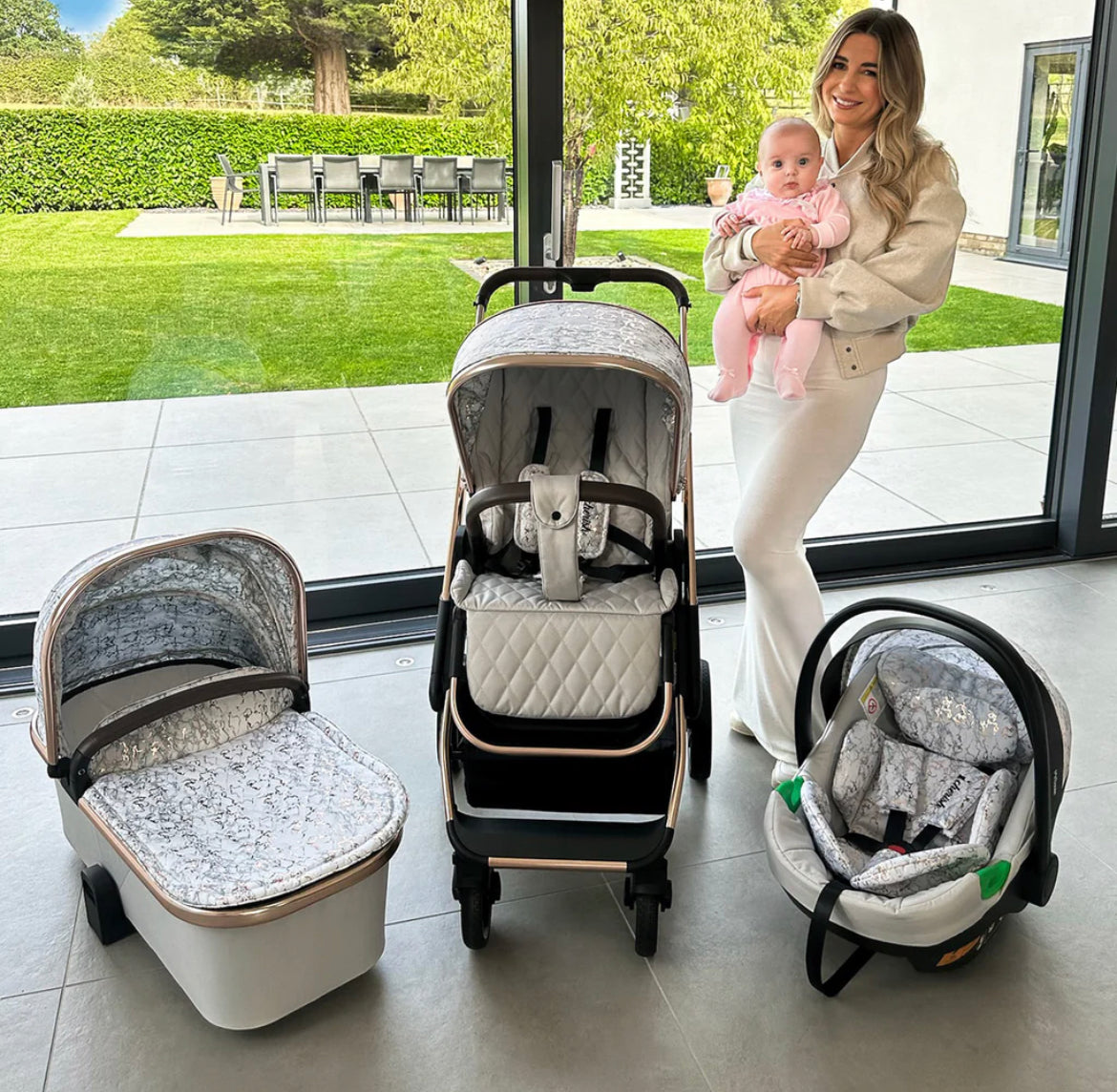 MB500i 3-in-1 Travel System with i-Size Car Seat - Dani Dyer Rose Gold Marble