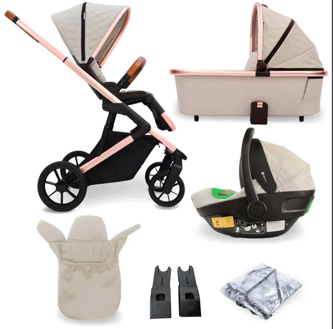 MB500i 3-in-1 Travel System with isize Car Seat - Stone