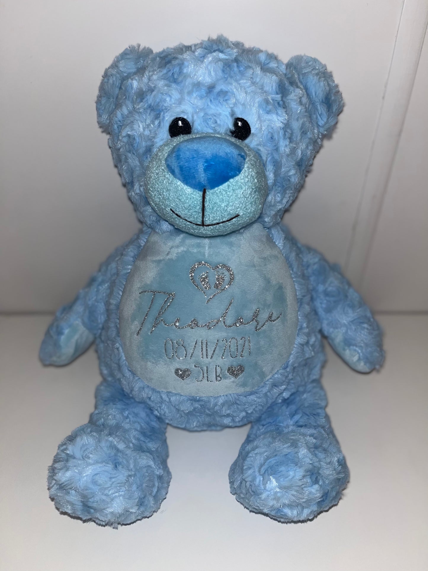 Large Personalised Blue Teddy Bear