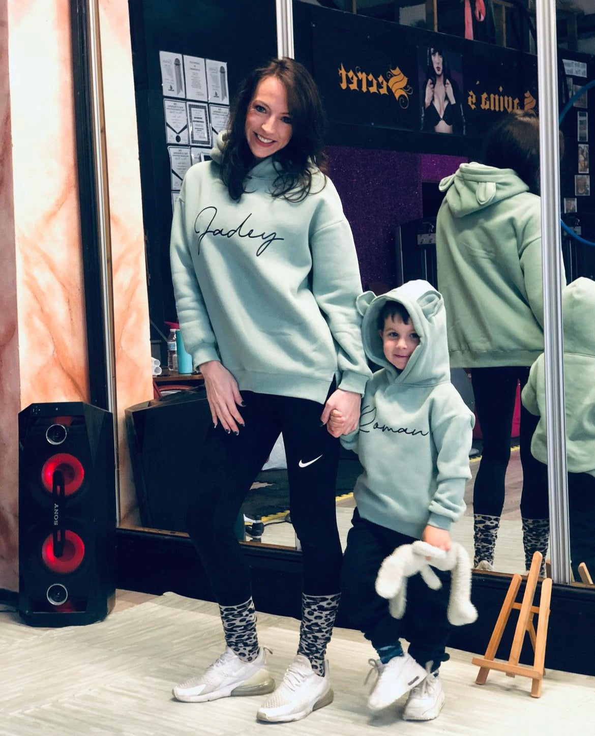 Kids and Adults Bear Hoody - Sage