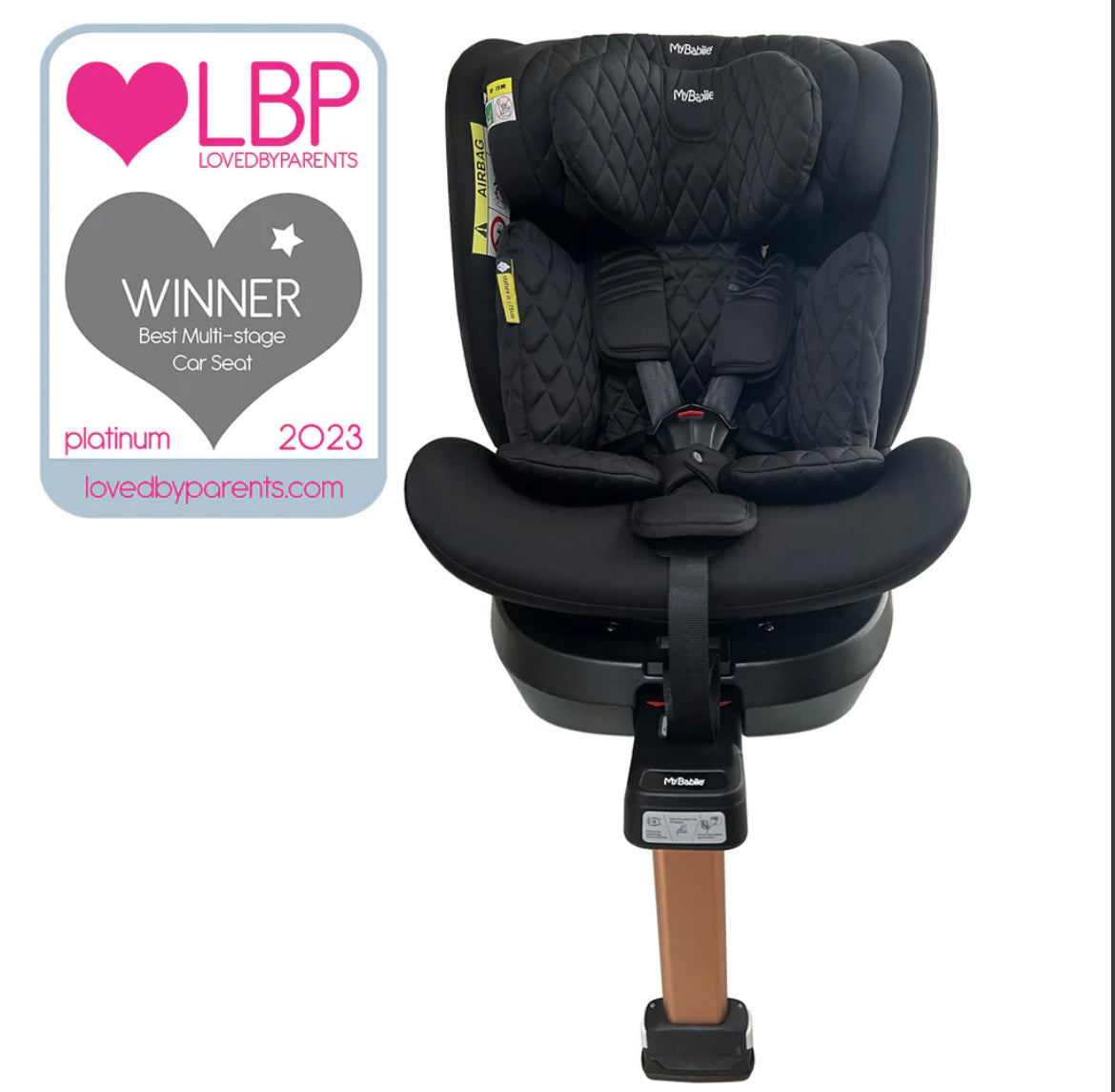 Billie Faiers iSize Quilted Black Spin Car Seat (40-150cm)