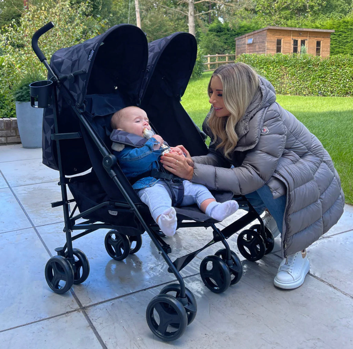 MB11 Dani Dyer Black Geometric Double Stroller