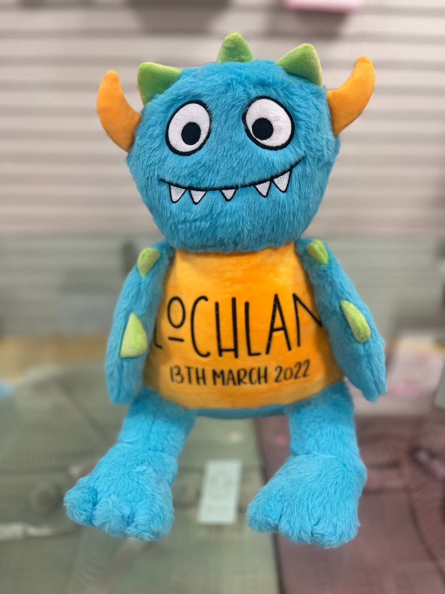 Large Personalised Blue Monster Soft Toy
