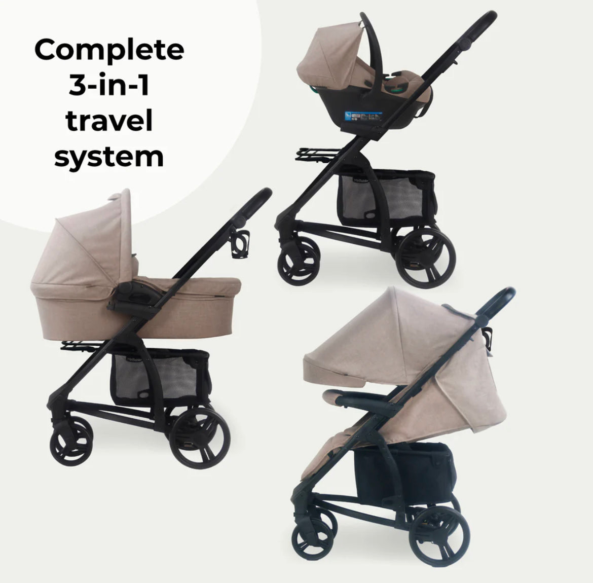 MB200i 3-in-1 Travel System with i-Size Car Seat - Mink