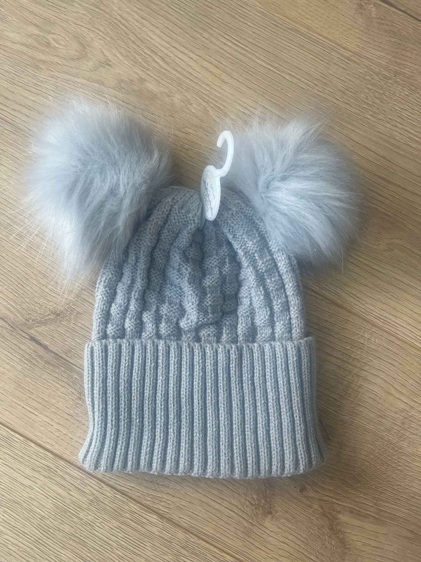 Grey Pom Pom Hat 2-5Years