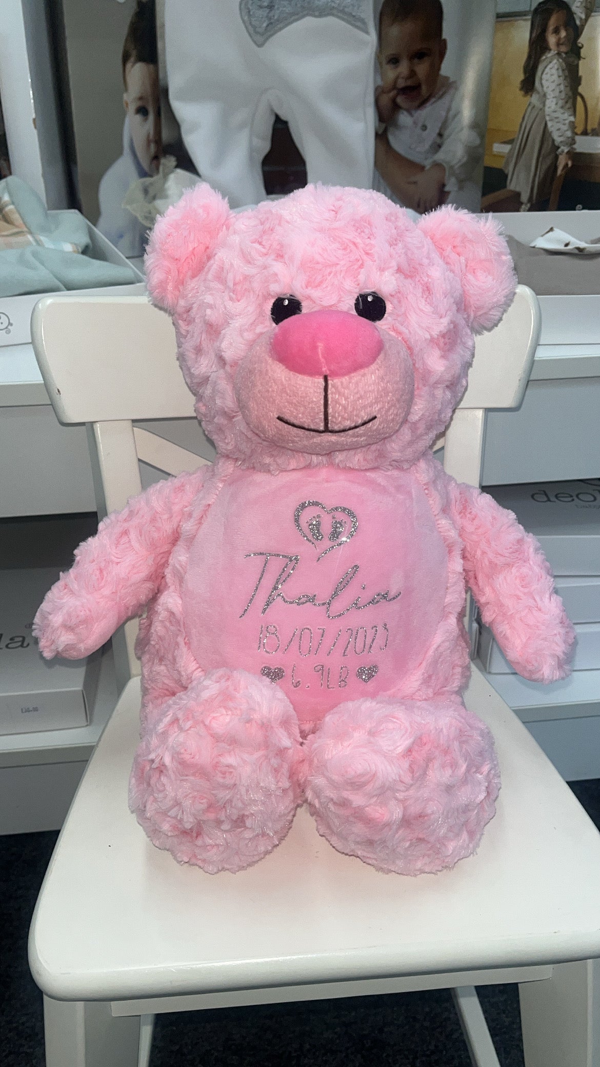 Large Personalised Pink Teddy Bear – Yasmin's Baby Boutique