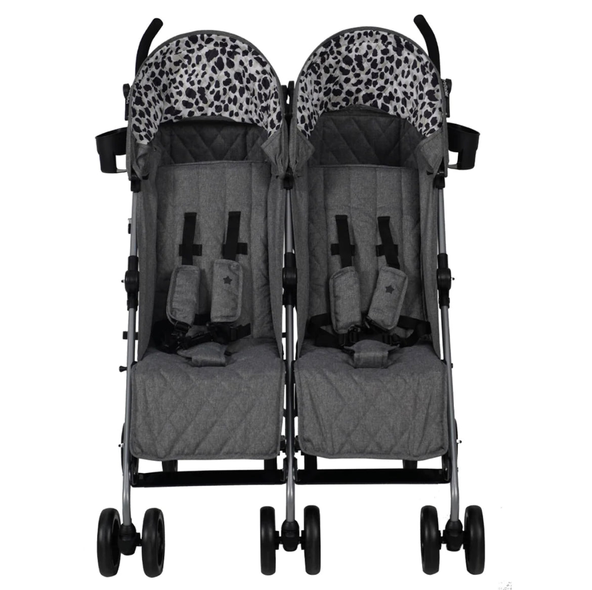 MB11 Grey Melange Leopard Double Stroller