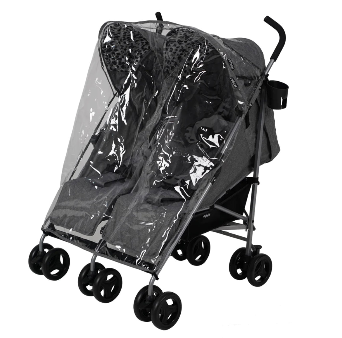 MB11 Grey Melange Leopard Double Stroller