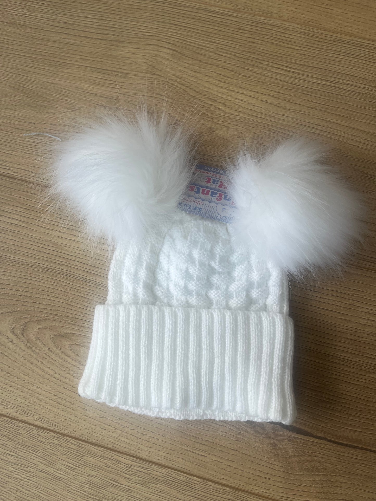 White Pom Pom Hat 12-24Months