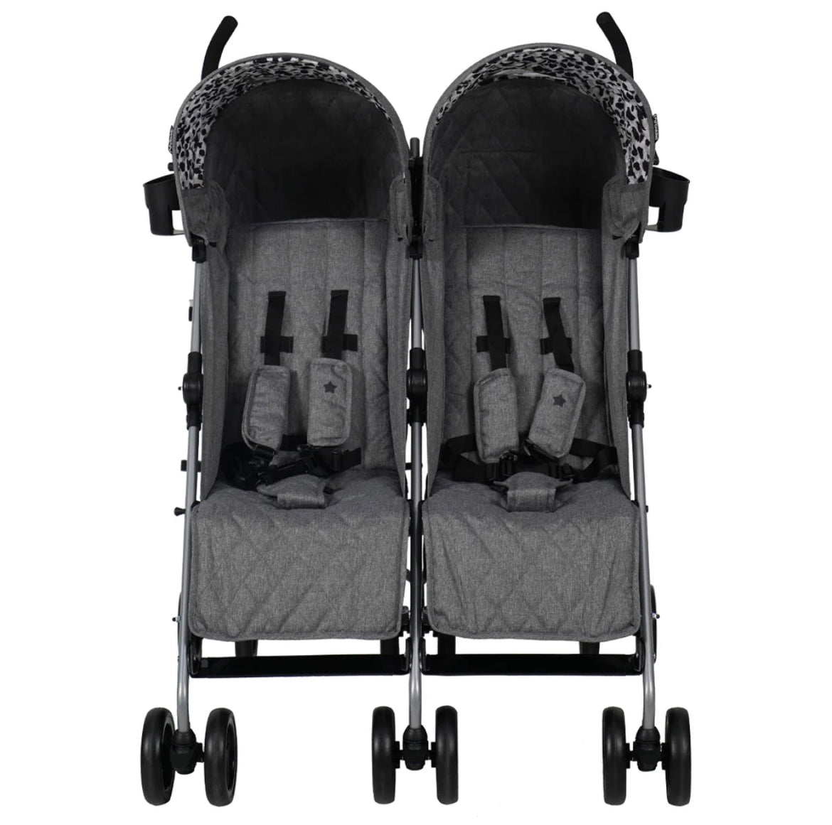 MB11 Grey Melange Leopard Double Stroller