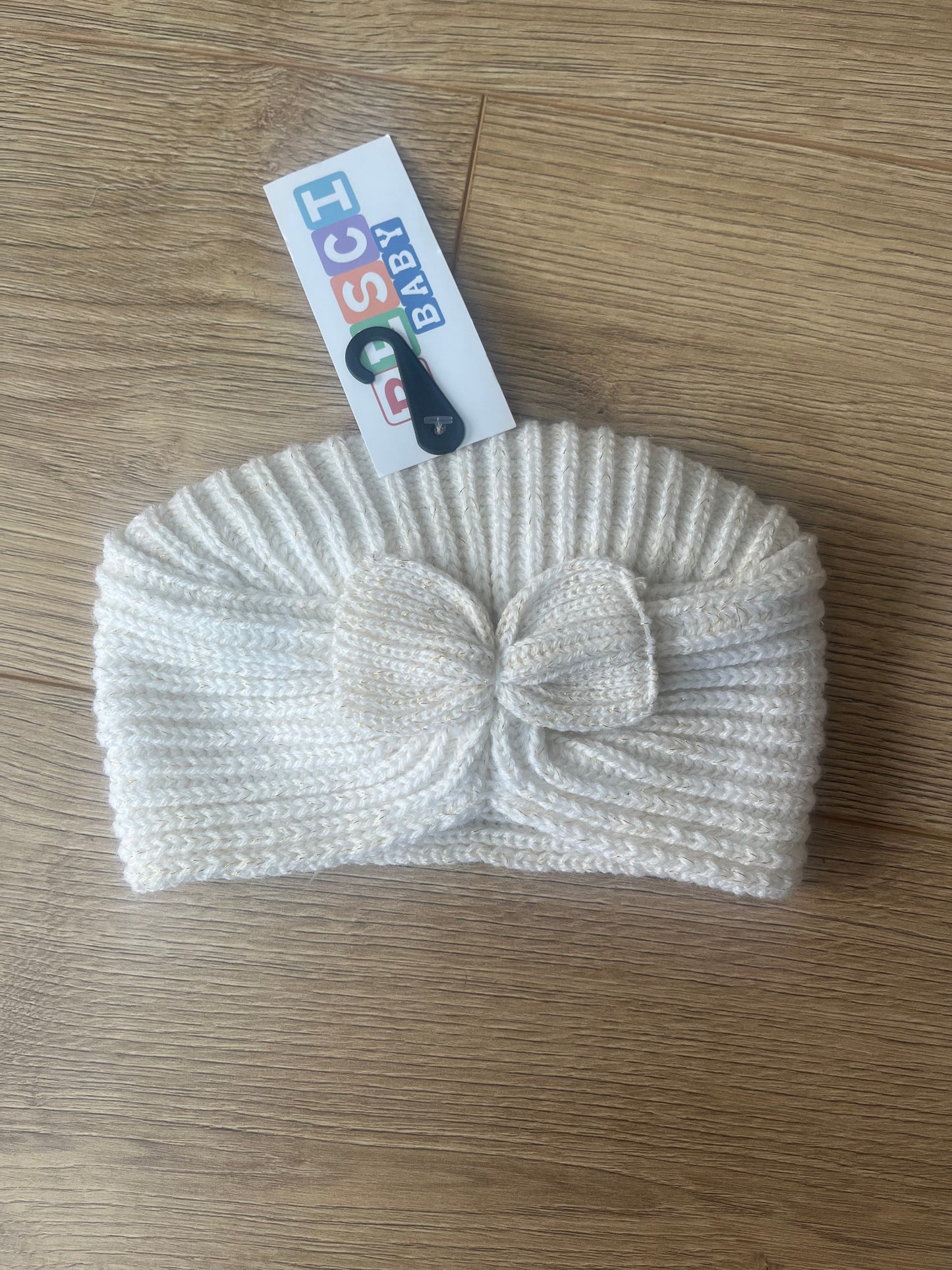 Cream Bow Turban Style Hat - 0-3M