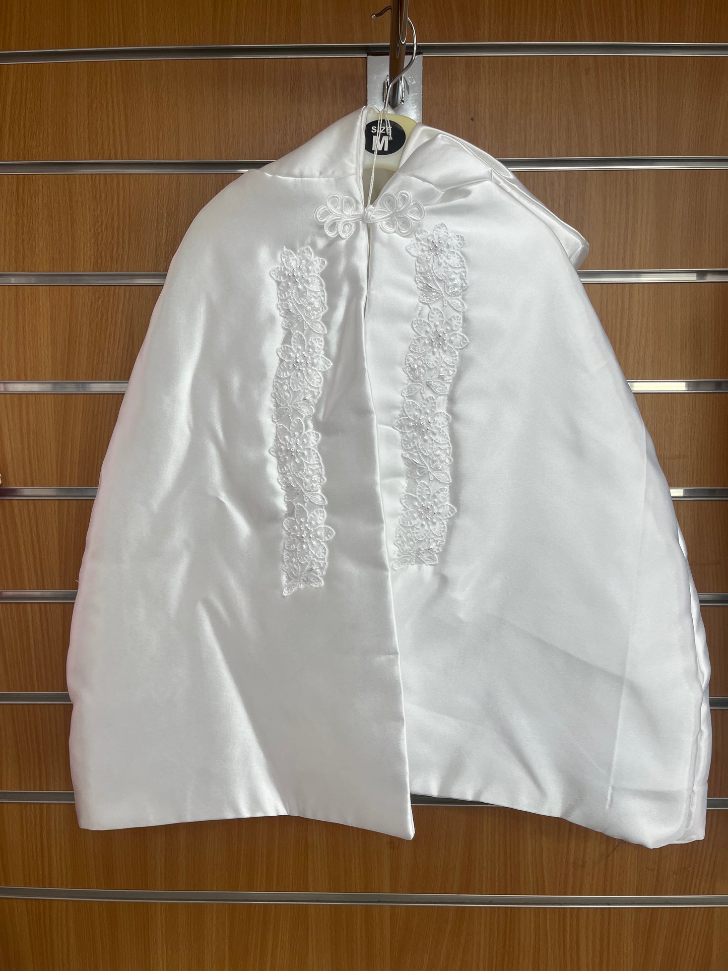 White Satin Cape with Hood - Medium