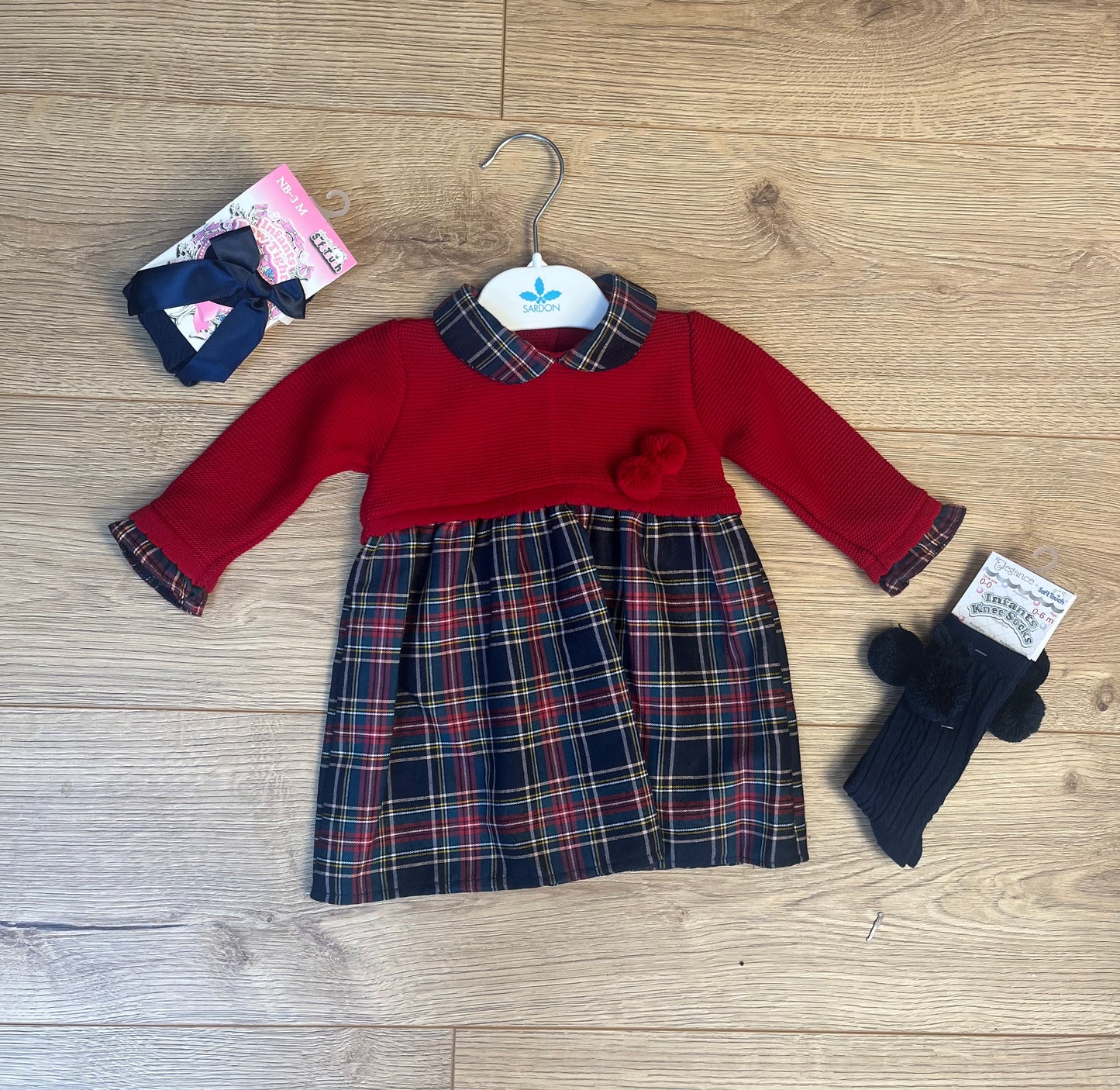 Red Knit and Tartan Dress