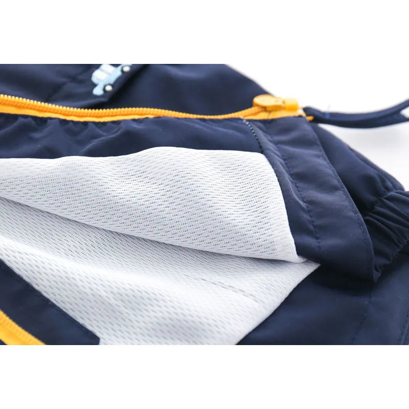 Hooded Lightweight Windbreaker Jacket With Pocket Children Zipper Outerwear Baby Clothes 2-7 Years