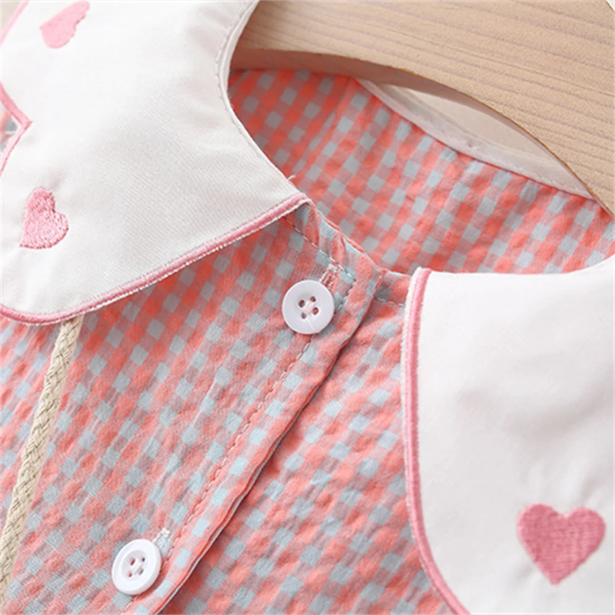 Gingham Print Dress And Handbag Set