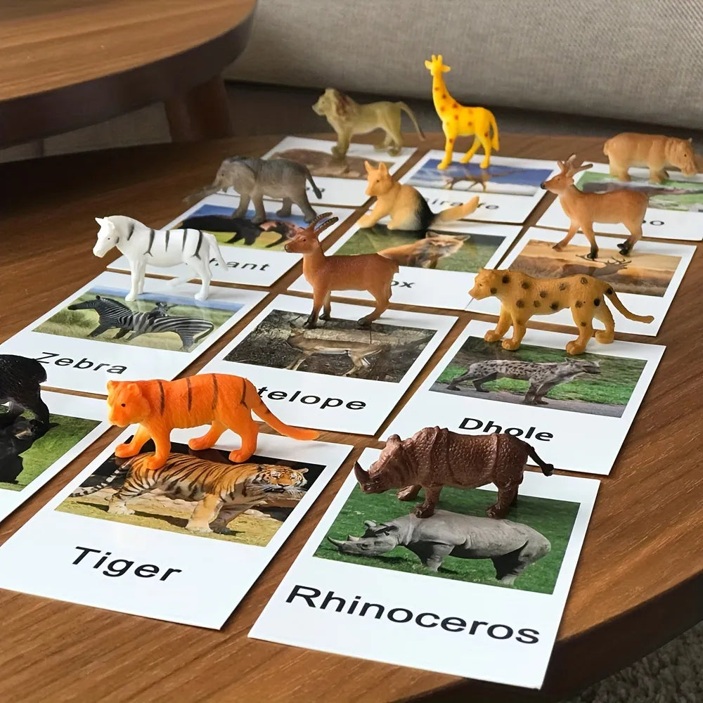 Animal Figurine and Card Matching Game