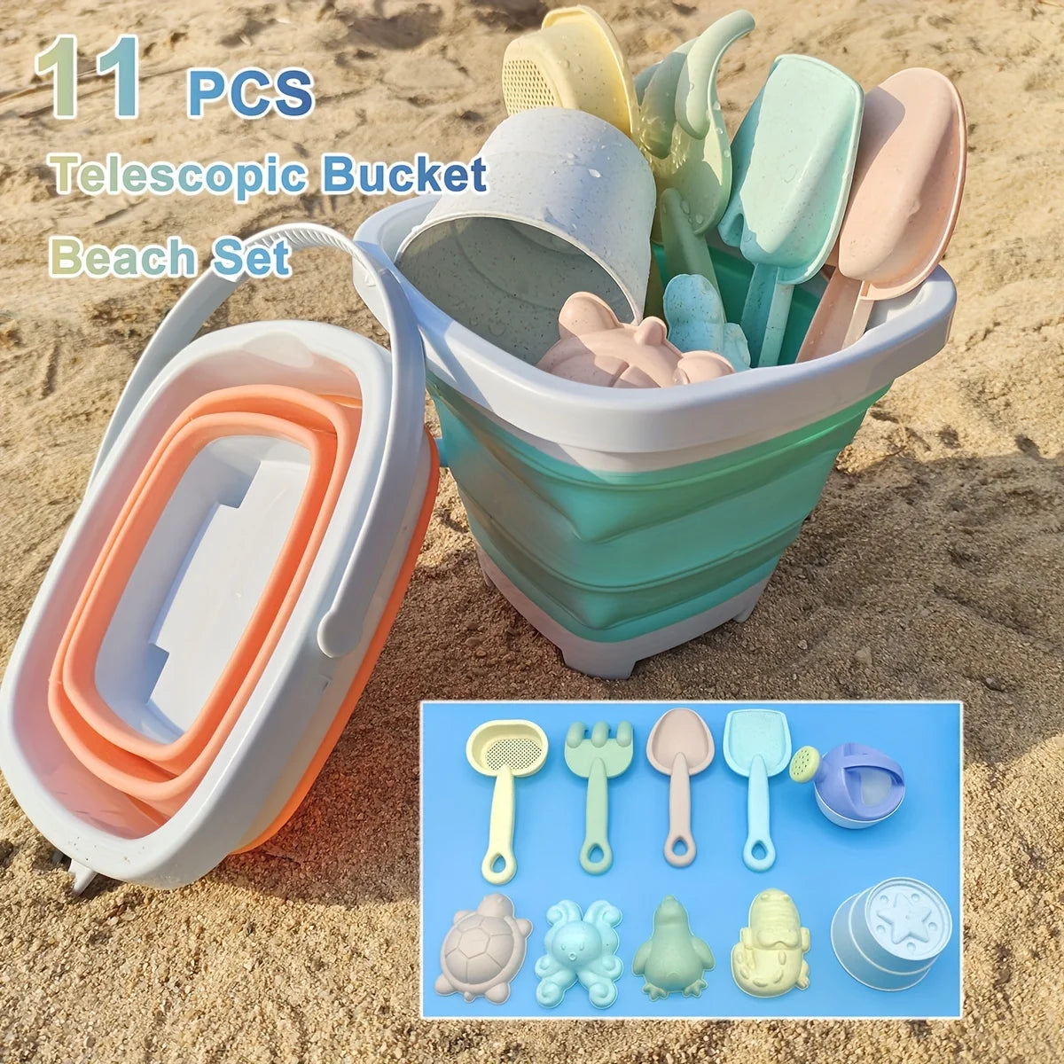 Foldable Beach Bucket with Shovels Toys – Yasmin's Baby Boutique