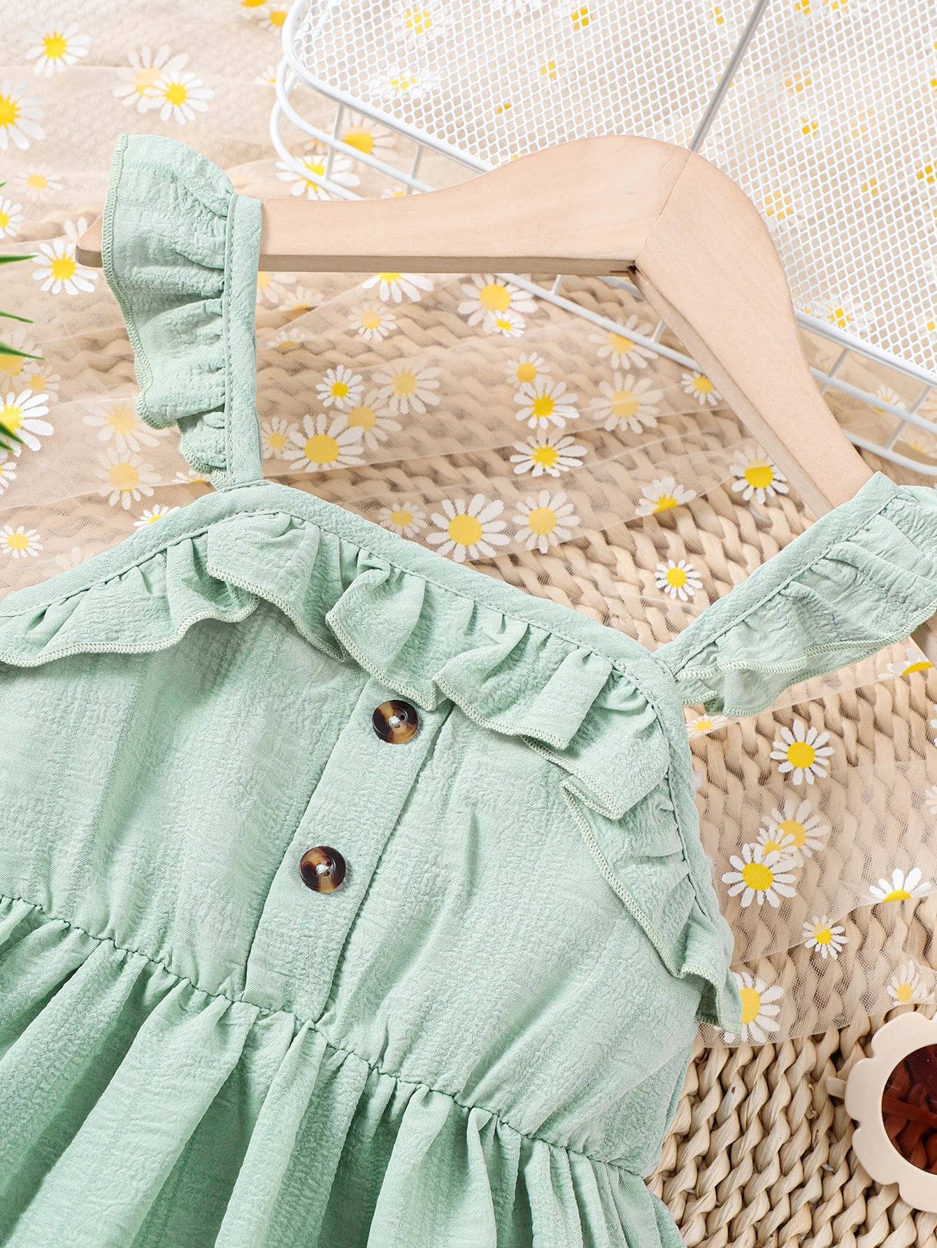 Sage Green Ruffle Sling Dress