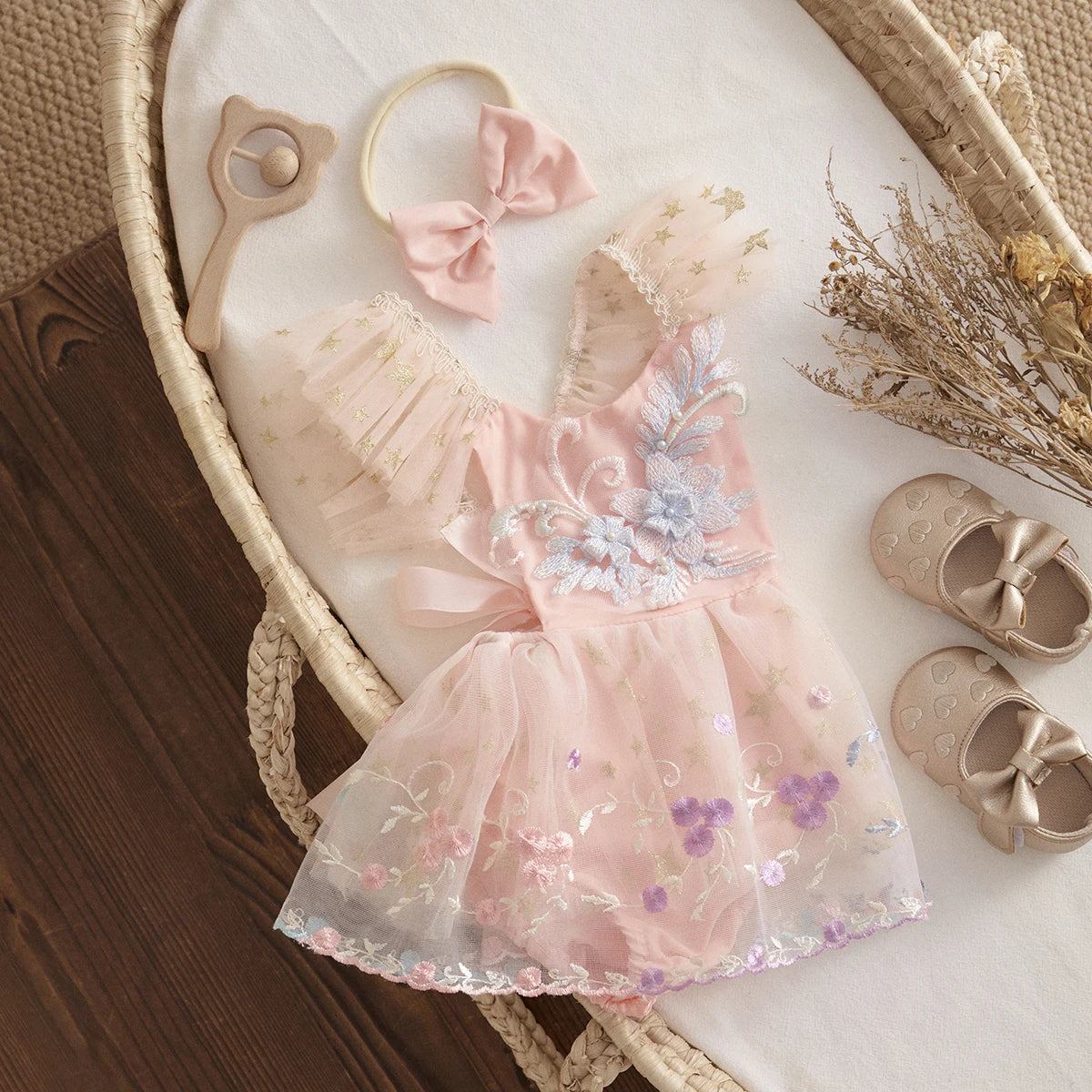 Princess Lace Floral Romper & Headband