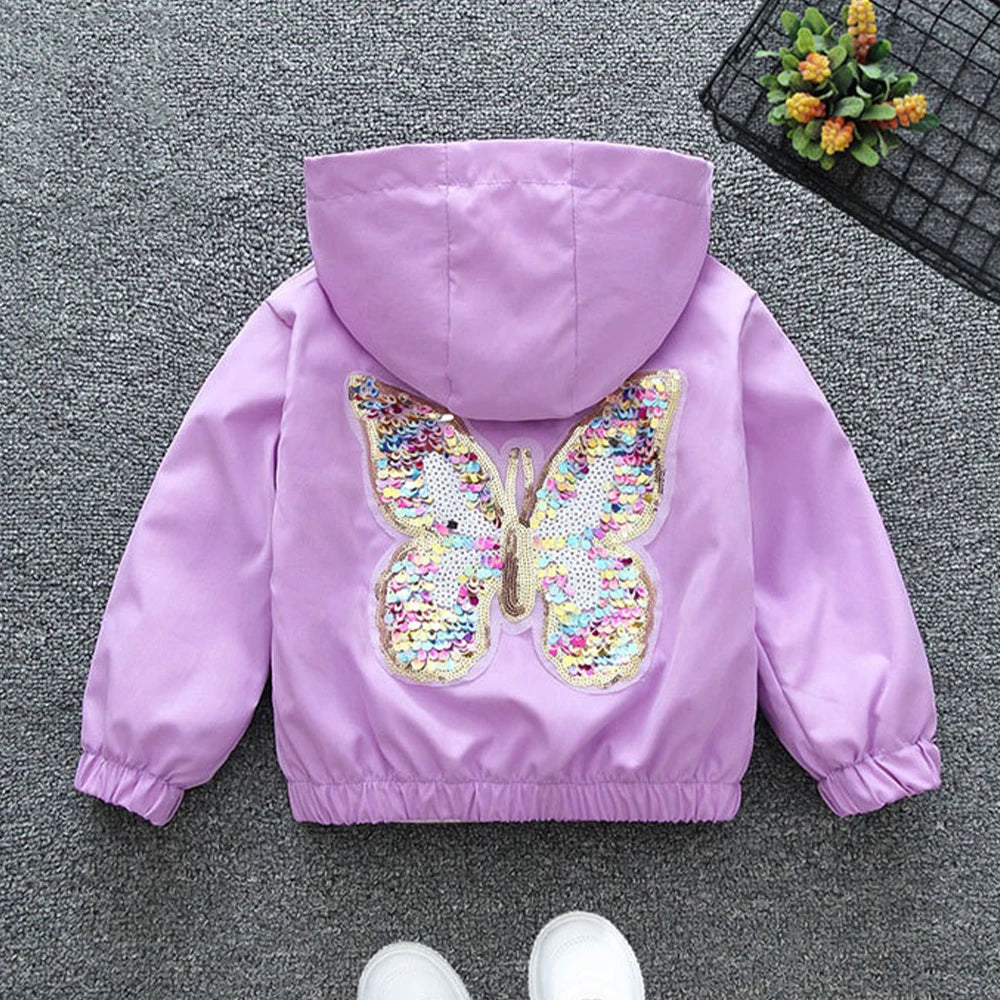 Butterfly Sequin Lightweight Hooded Jacket