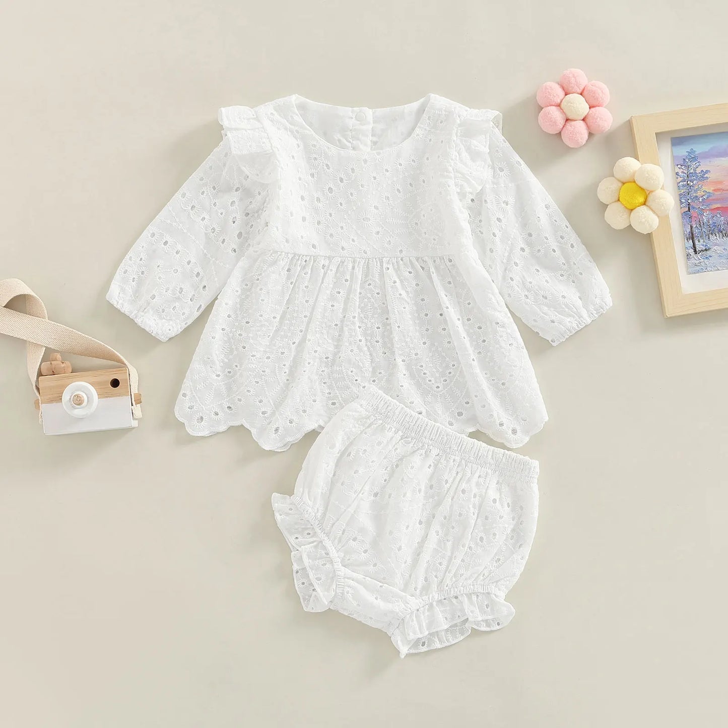 White / Pink Cutout Romper & Pants