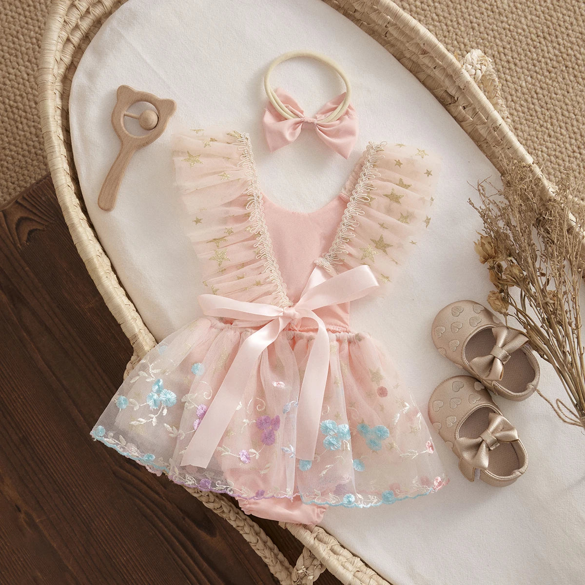 Princess Lace Floral Romper & Headband