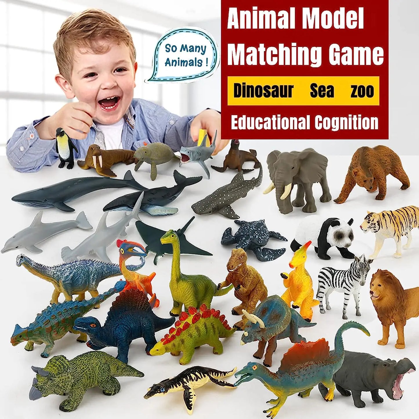 Animal Figurine and Card Matching Game