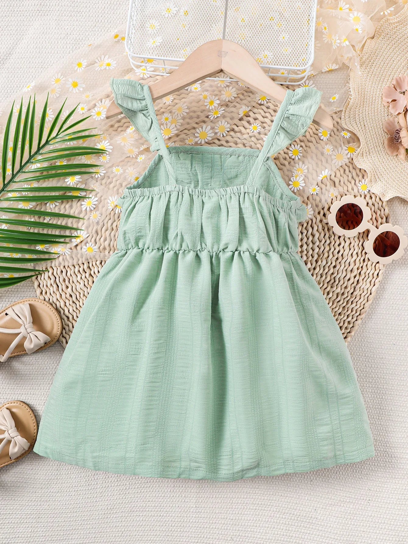 Sage Green Ruffle Sling Dress