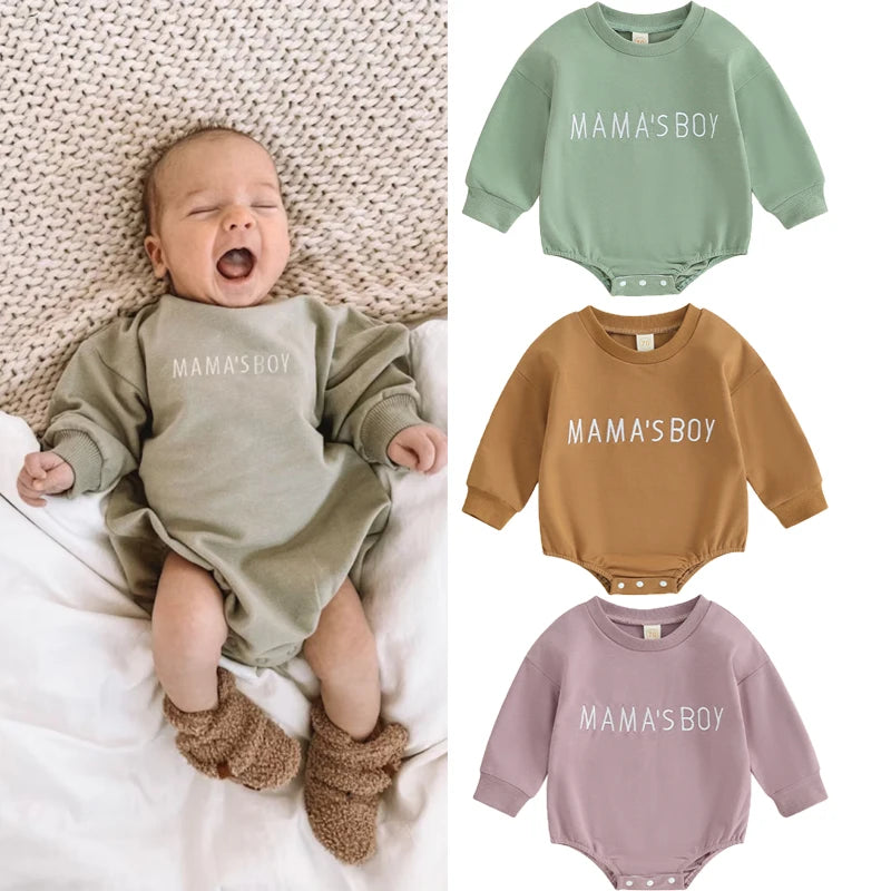 Mamas Boy Round Neck Long Sleeve Sweatshirt Romper