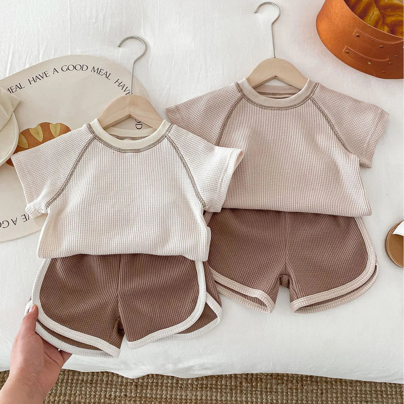 Waffle Top And Shorts Set