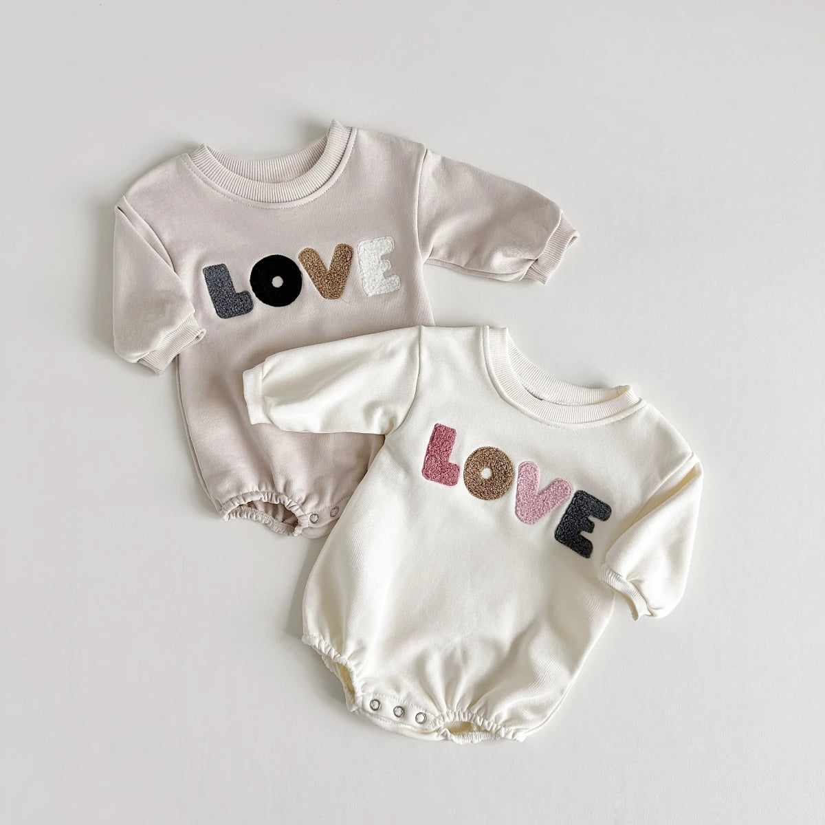 LOVE Embroidery Sweatshirt Romper