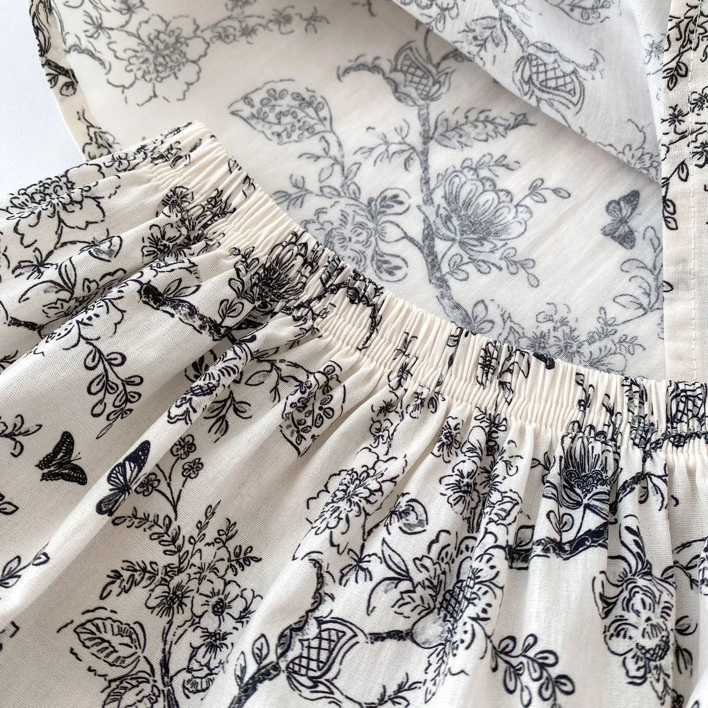Black Floral Lace Collar Top And Bloomer Set