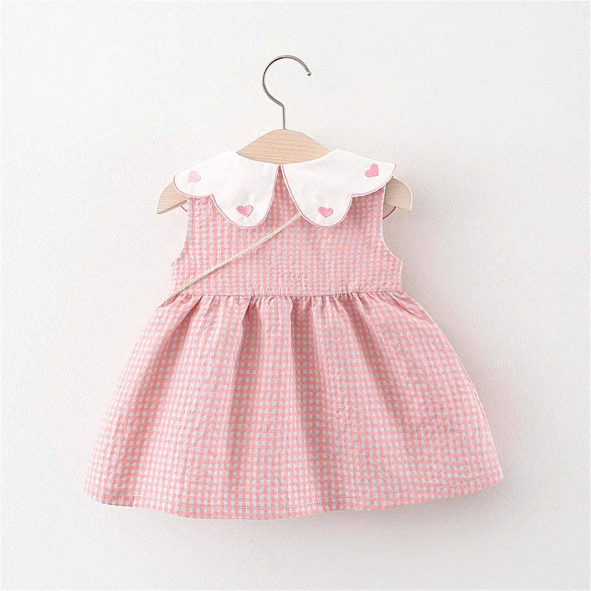 Gingham Print Dress And Handbag Set