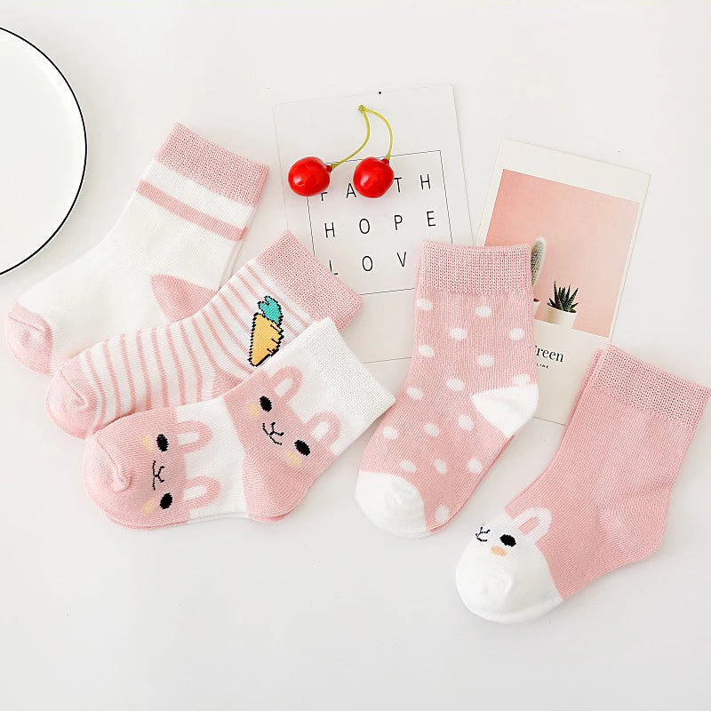 5 Pairs of Cotton Socks 0-6Years - More colours available