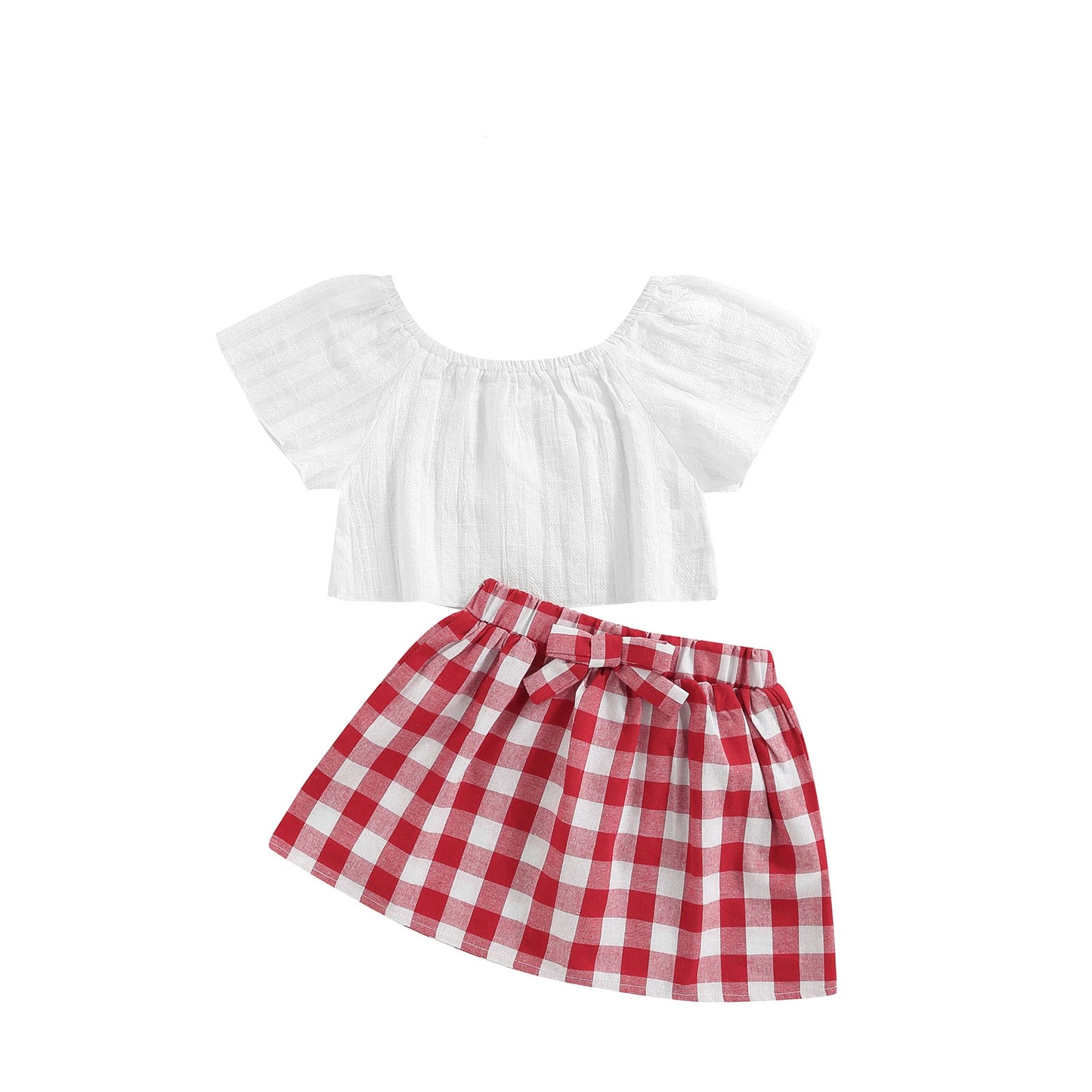 Lace Tops with Red Plaid Shorts & Headband