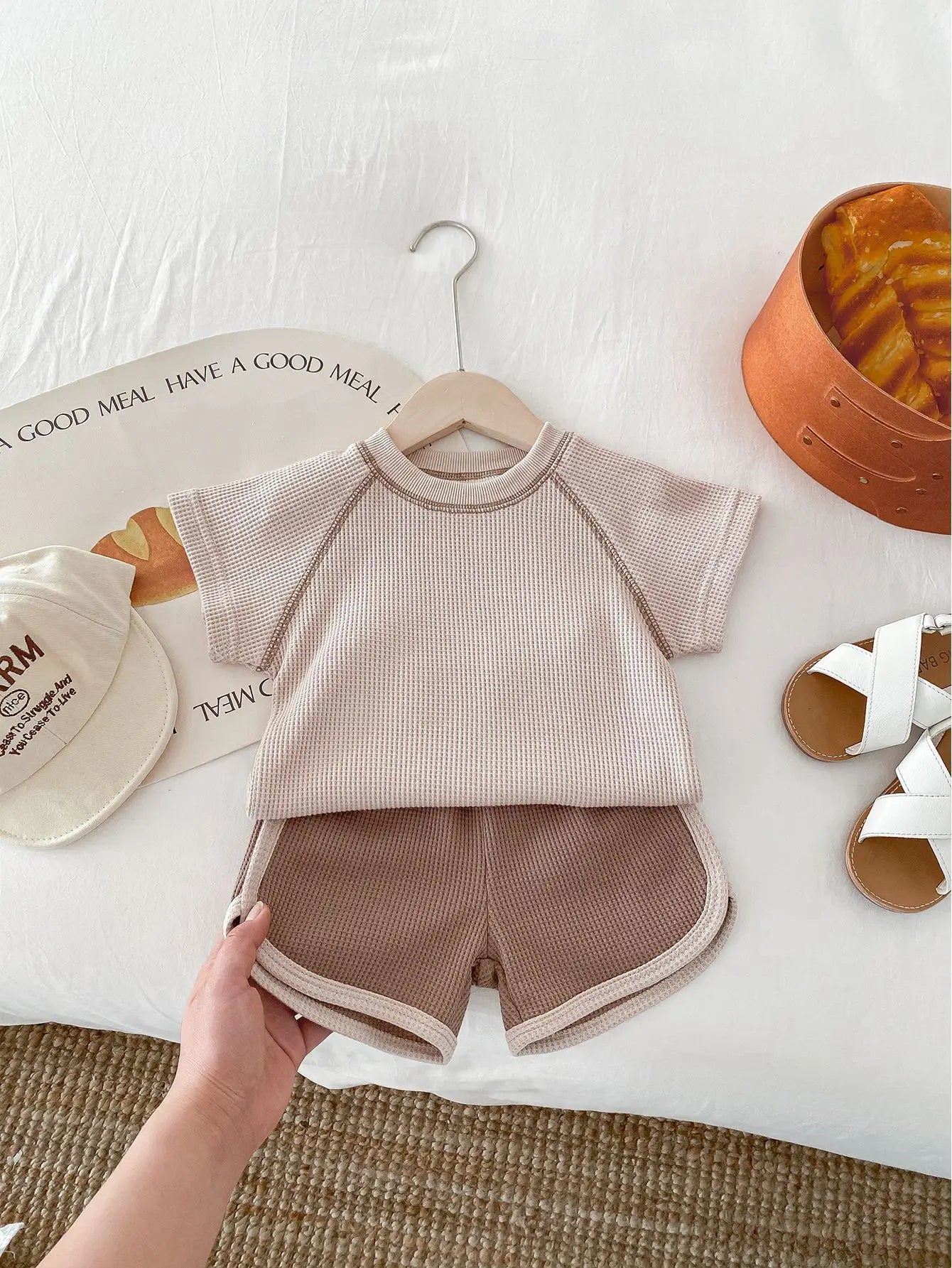 Waffle Top And Shorts Set