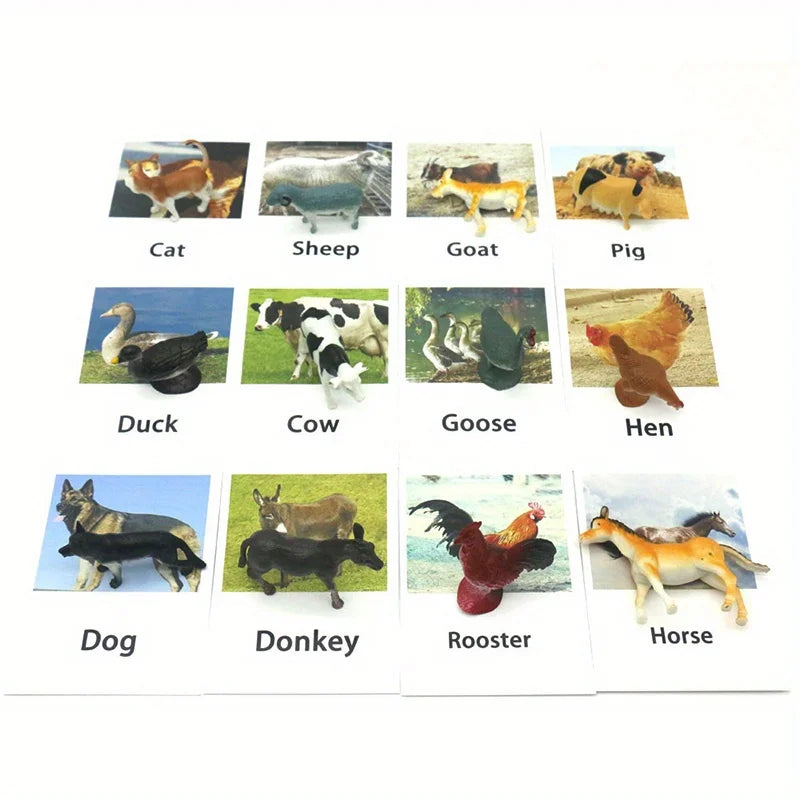 Animal Figurine and Card Matching Game