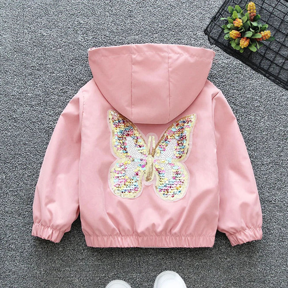 Butterfly Sequin Lightweight Hooded Jacket