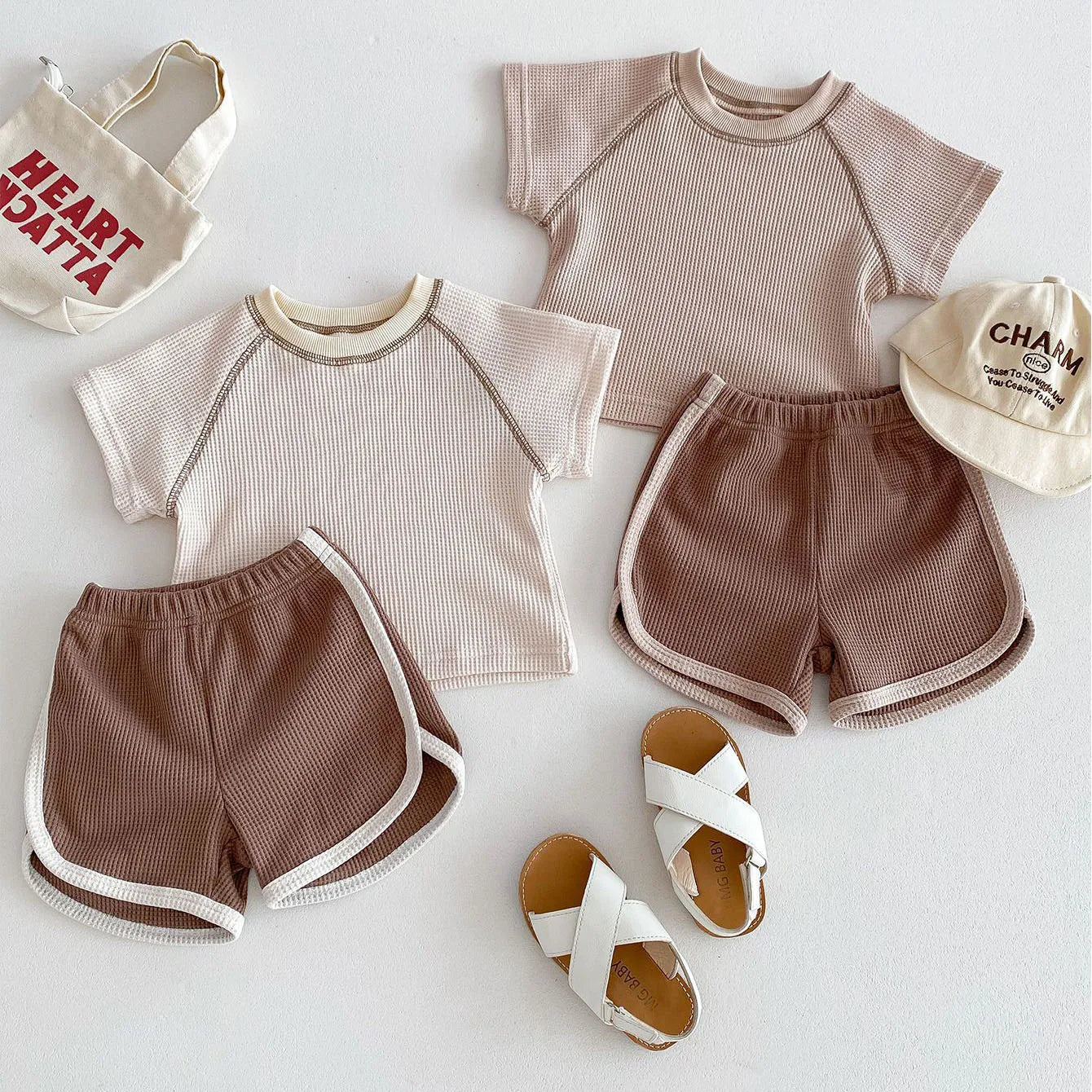 Waffle Top And Shorts Set