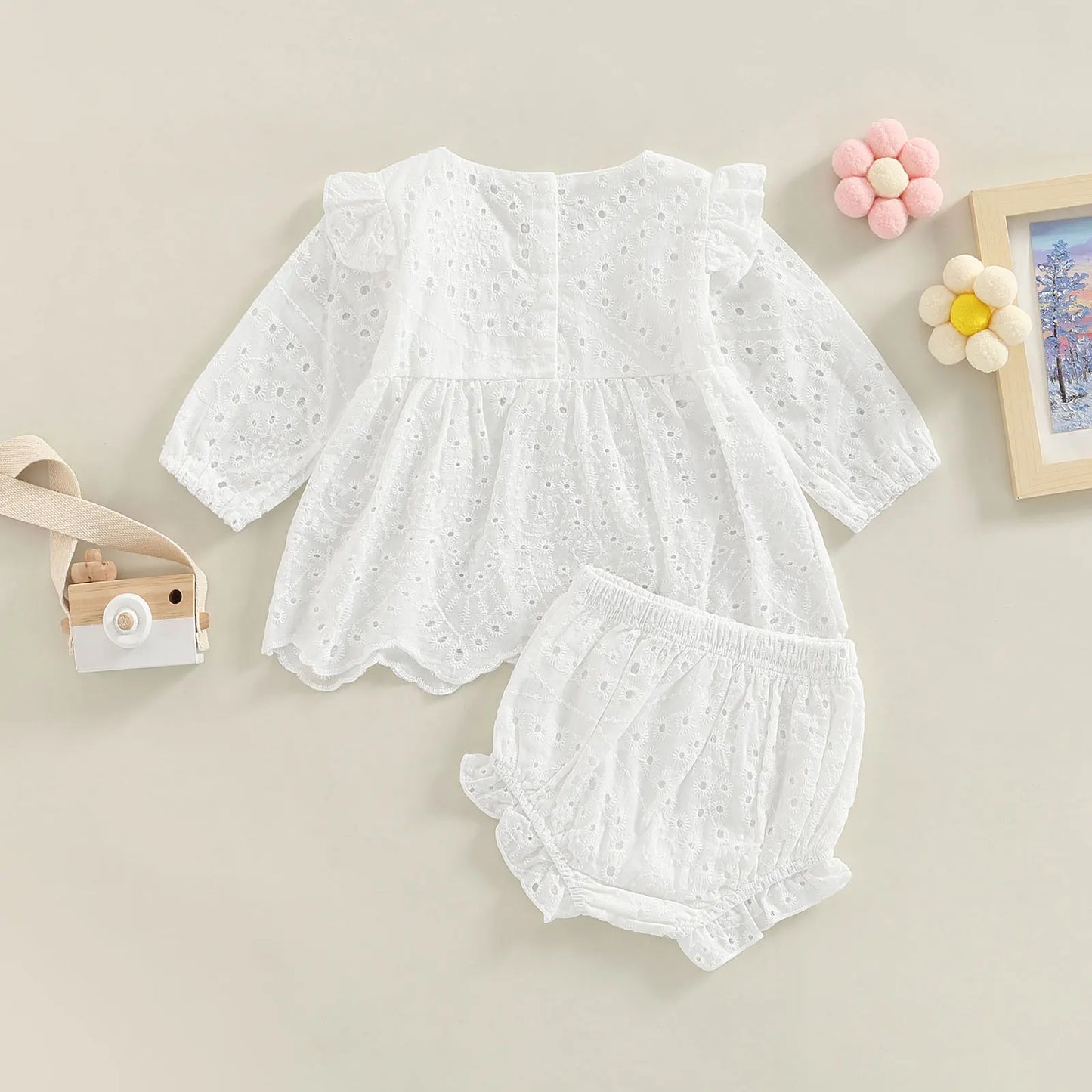 White / Pink Cutout Romper & Pants