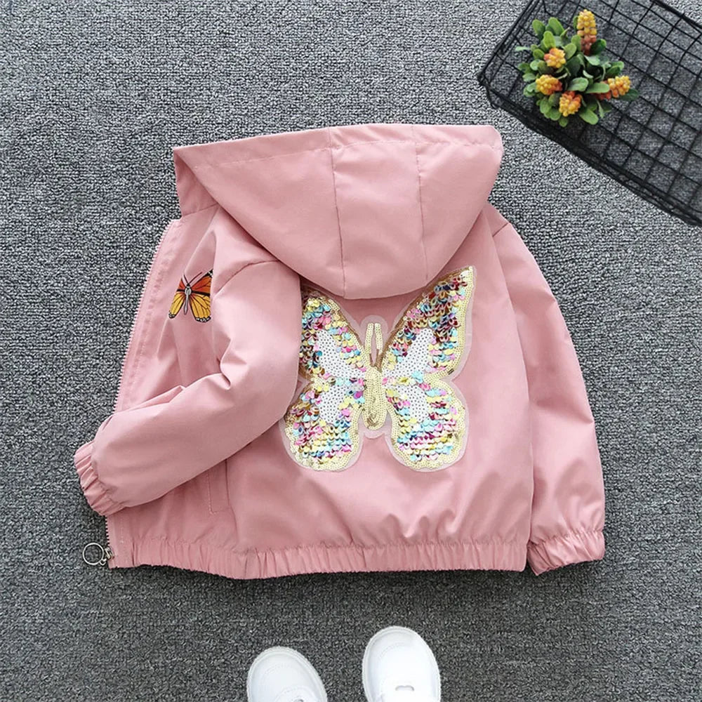Butterfly Sequin Lightweight Hooded Jacket