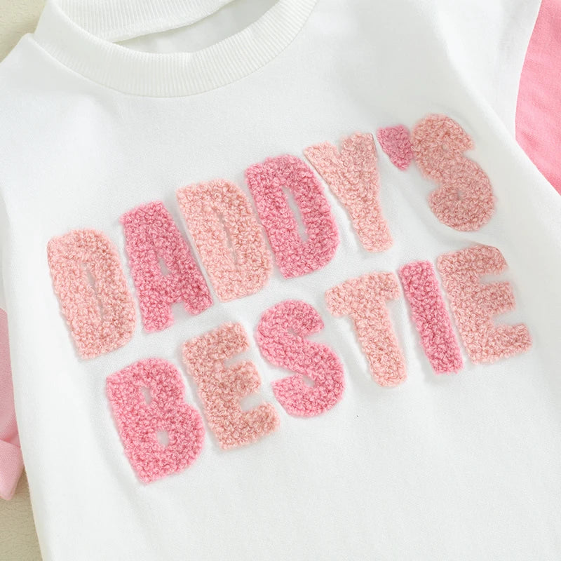 Daddy's Bestie Embroidery Short Sleeve Romper
