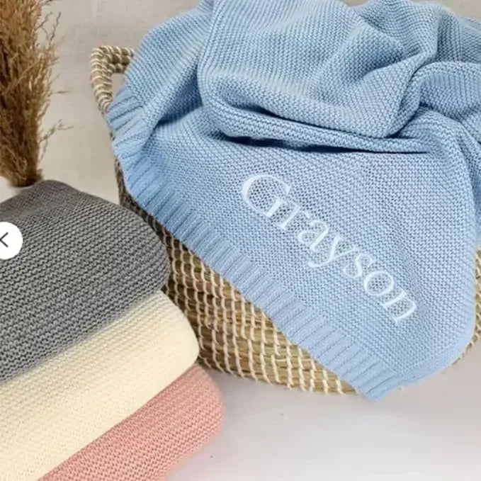 Personalised Knitted Baby Blanket