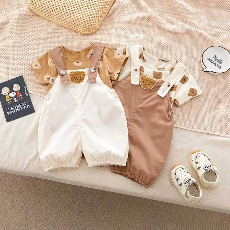 Bear Tshirt and Overalls Set