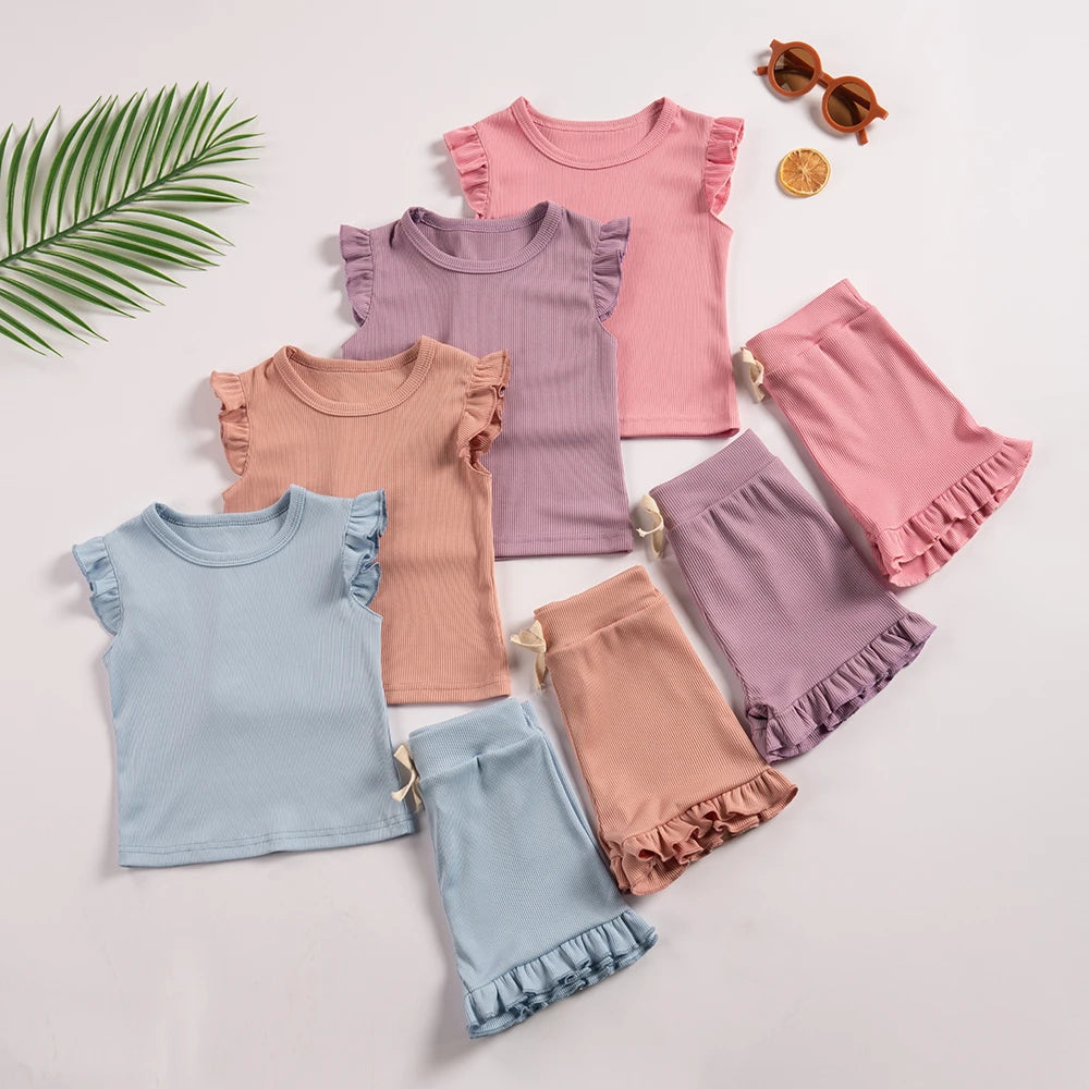 T-shirt & Ruffle Shorts Set