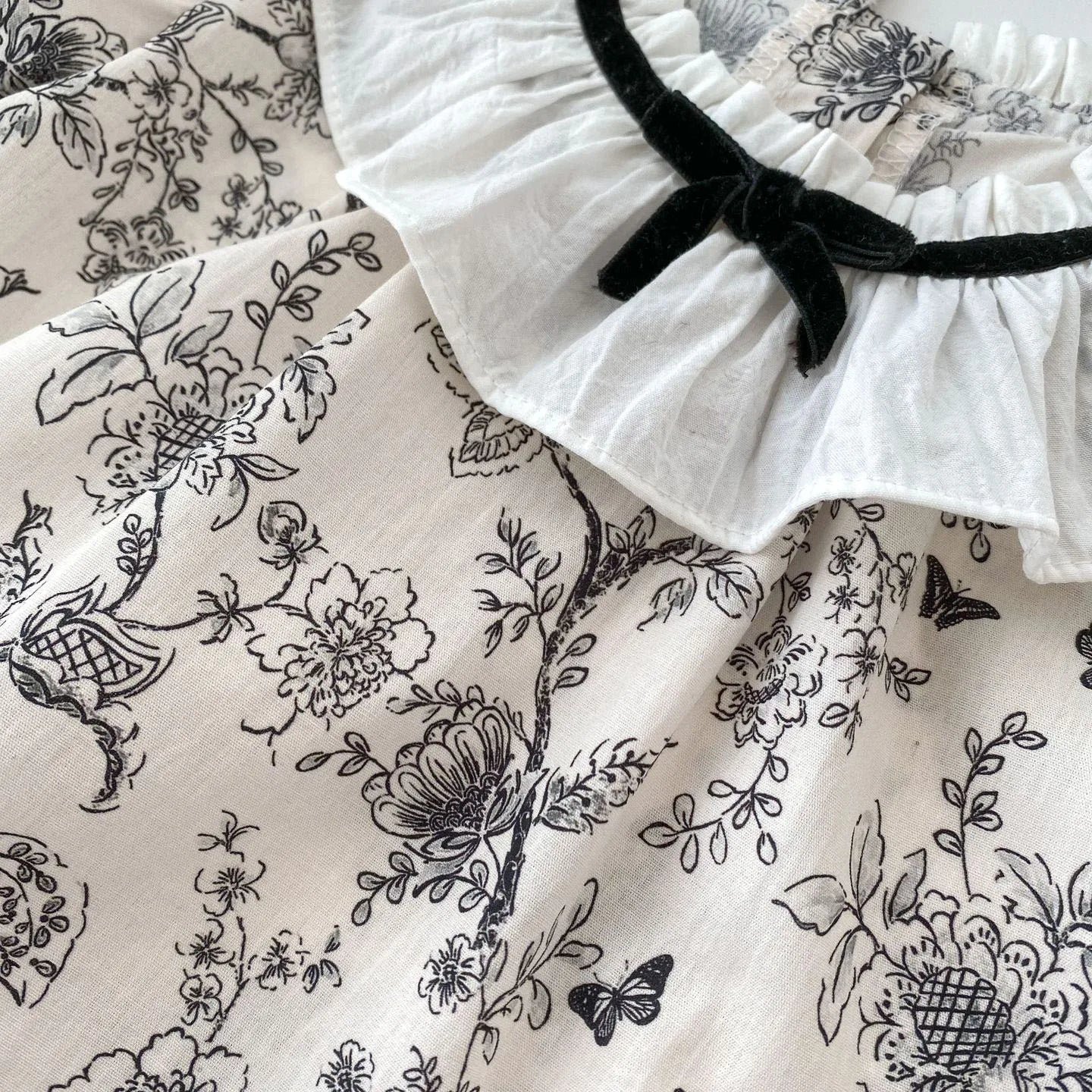 Black Floral Lace Collar Top And Bloomer Set