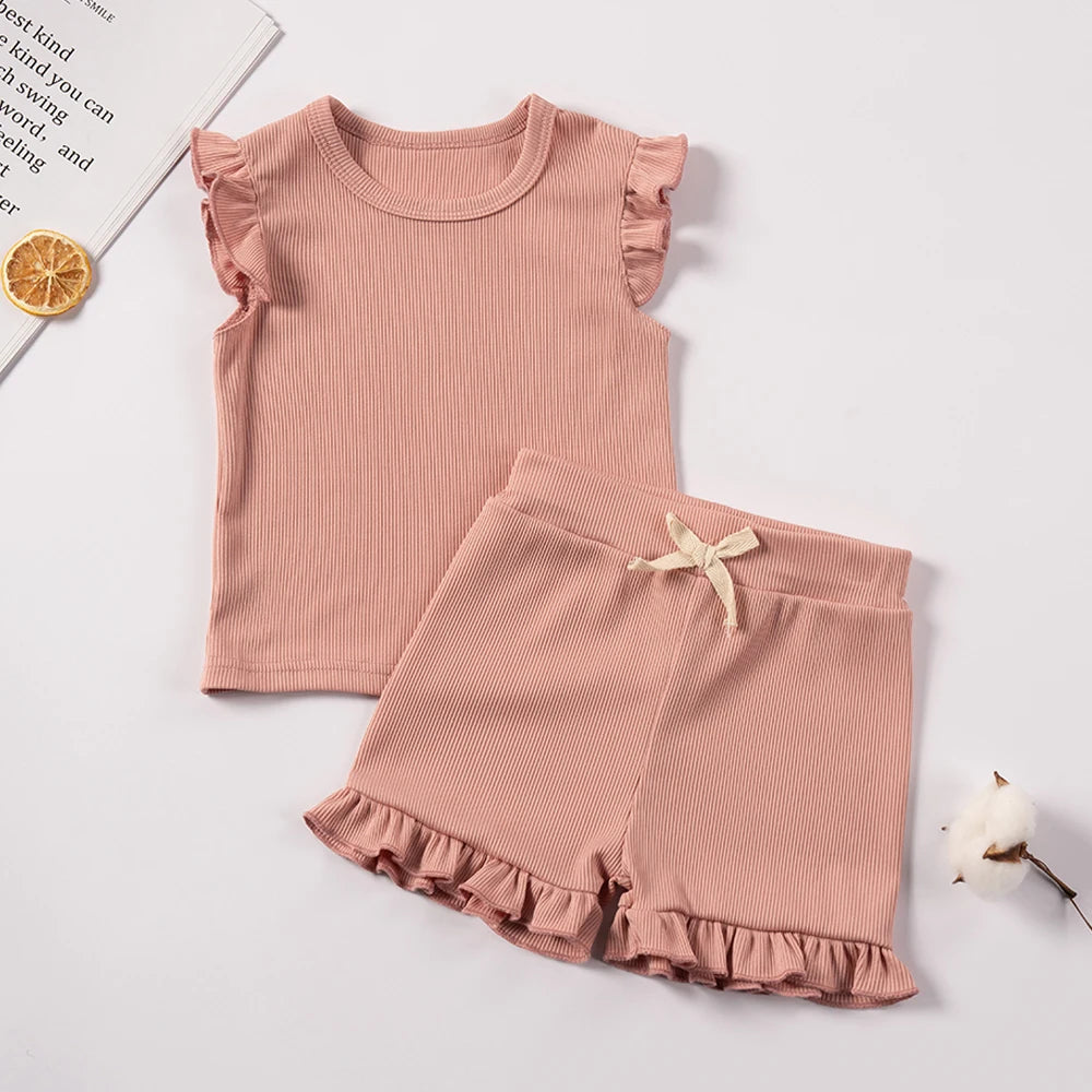 T-shirt & Ruffle Shorts Set